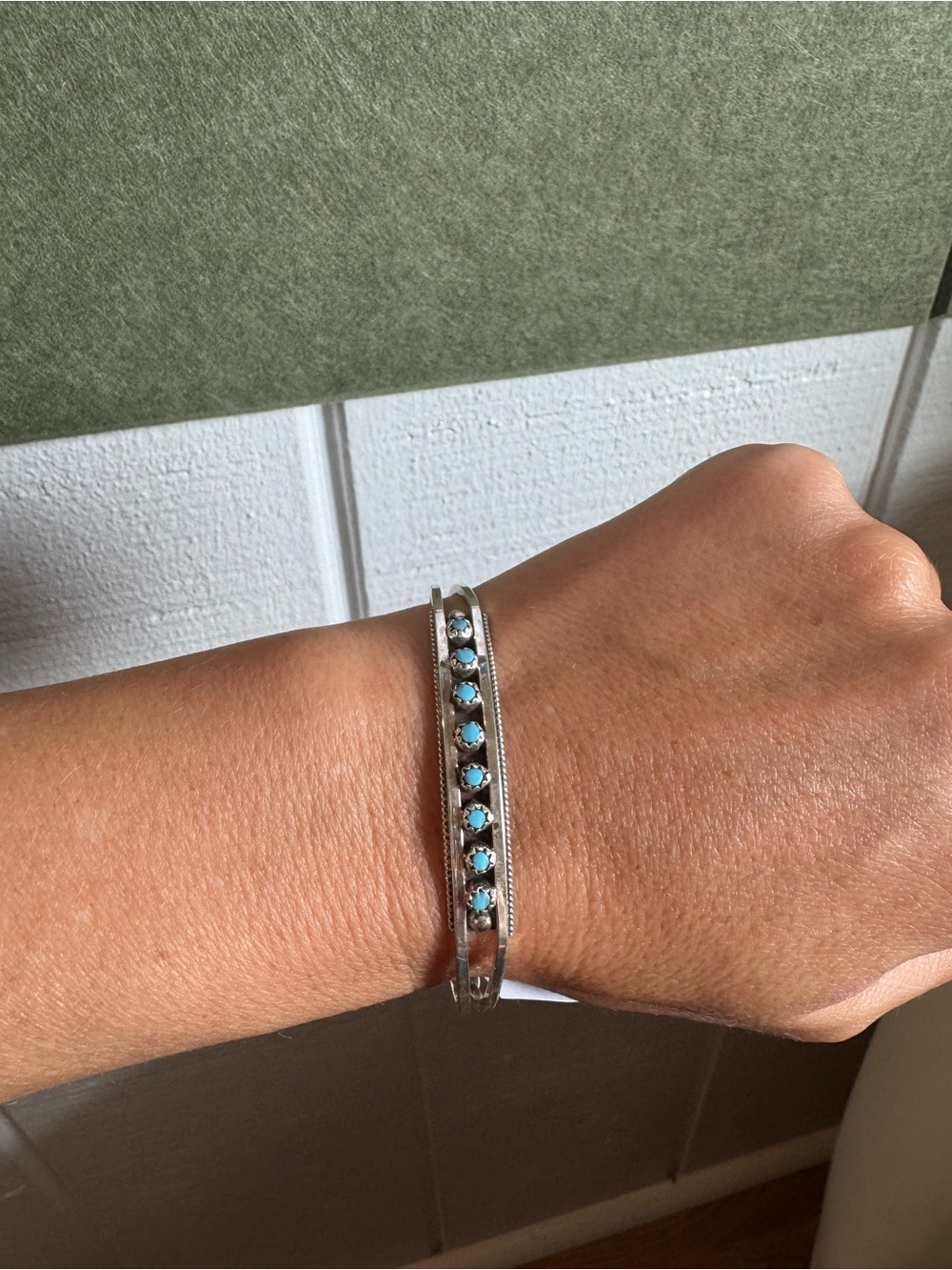 Native American Bracelet with Turquoise Bead Accents - Picture 6 of 6